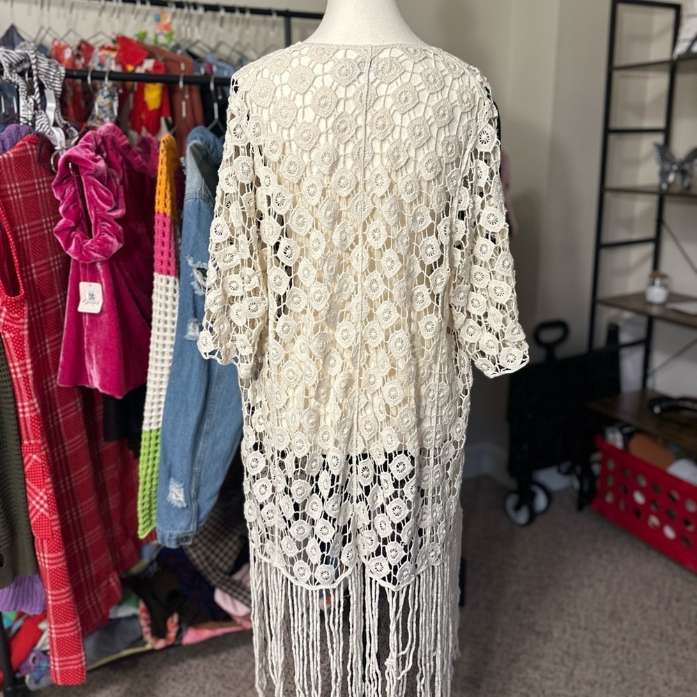Rebellion Again Cream Boho Crochet Cardigan